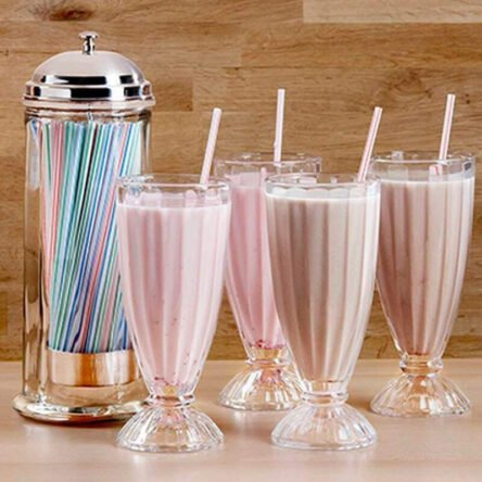 Ποτήρι milkshake χυμού ρίγες 350ml σετ 6 τεμ