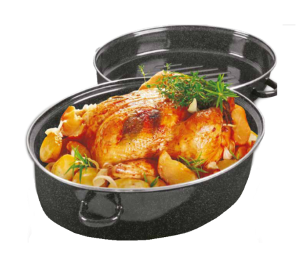 Γάστρα εμαγιέ με καπάκι οβάλ και ανοξείδωτο χείλος