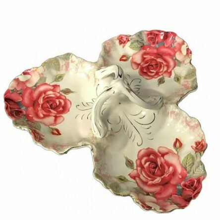 Oriana Ferelli Πορσελάνινη Ξηροκαρπιέρα 3 Θέσεων Red Roses