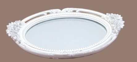 Δίσκος με καθρέφτη γάμου οβάλ  λευκό χρώμα