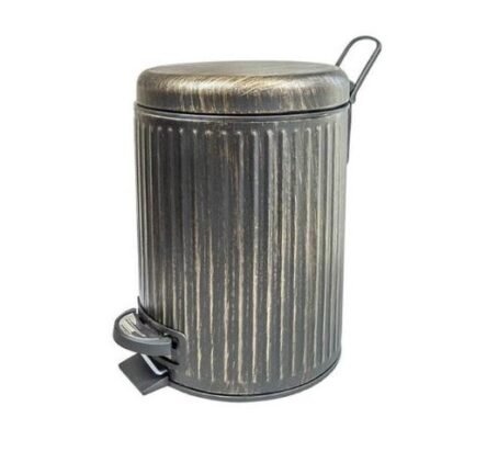 Καλάθι τουαλέτας μεταλλικό μπρονζέ σετ