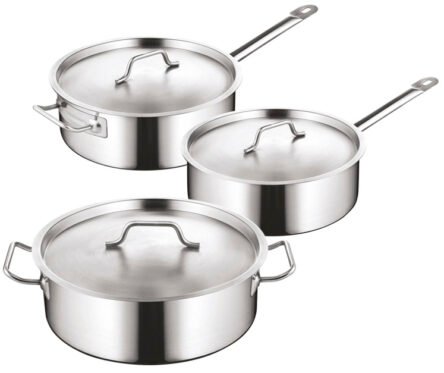 Κατσαρόλα επαγγελματική 16 cm ένα χέρι γάλακτος με καπάκι ανοξείδωτη με μεταλλικό χέρι και επαγωγικό βαρύ πάτο κατάλληλη για επαγγελματική χρήση