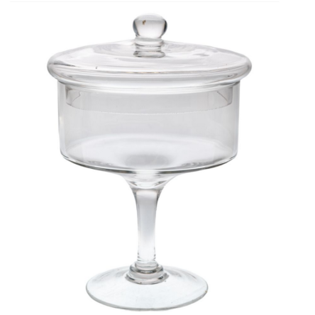Δοχείο γυάλινο με πόδι και καπάκι μικρό