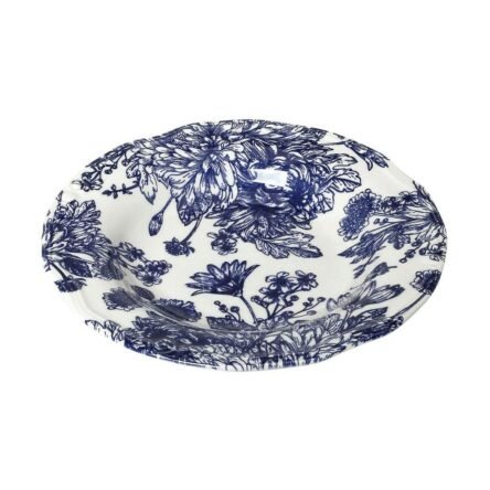 Πιάτο λευκό βαθύ με μπλε λουλούδια