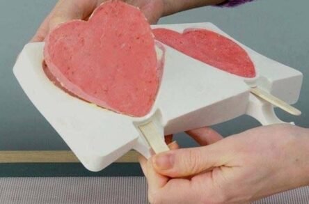 Φόρμα σιλικόνης παγωτού καρδιά σετ 2 τεμαχίων