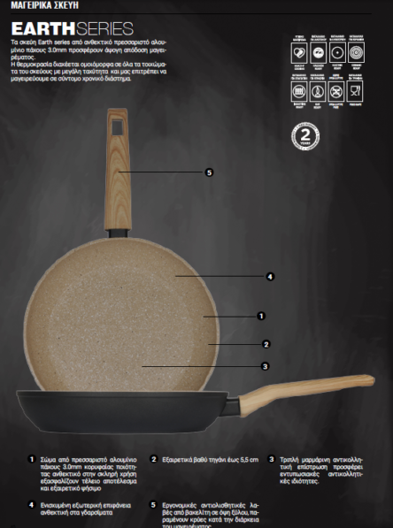 Αντικολλητικό τηγάνι κεραμικής επίστρωσης 20 cm estia