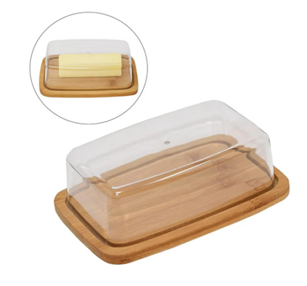 Βουτυριέρα μπαμπού με πλαστικό κάλυμμα