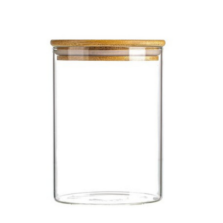 Δοχείο γυάλινο με μπαμπού καπάκι 300 ml