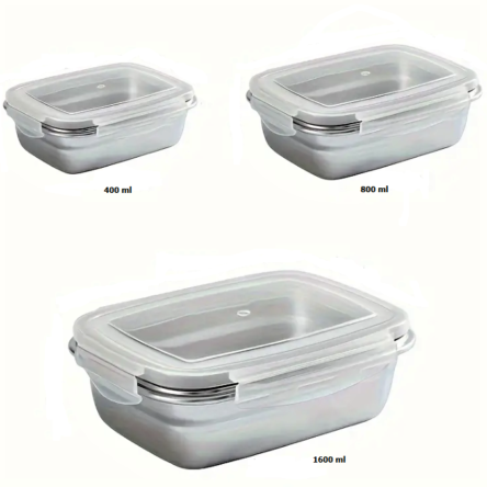Φαγητοδοχείο ανοξείδωτο 800 ml ορθογώνιο