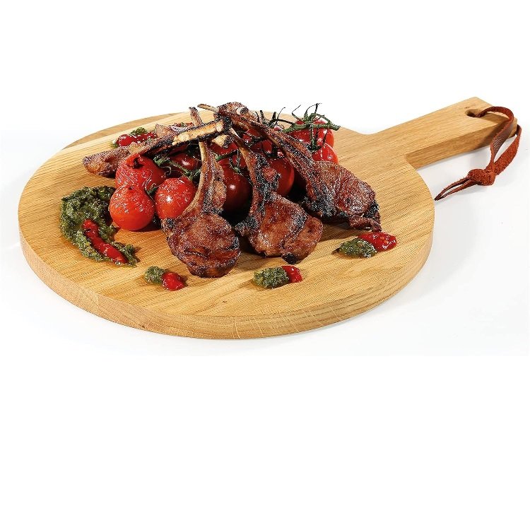 Δίσκος σερβιρίσματος ξύλινος στρογγυλός με χέρι