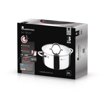 Κατσαρόλα ανοξείδωτη με αντικολλητική επίστρωση hi tech bergner 24 cm