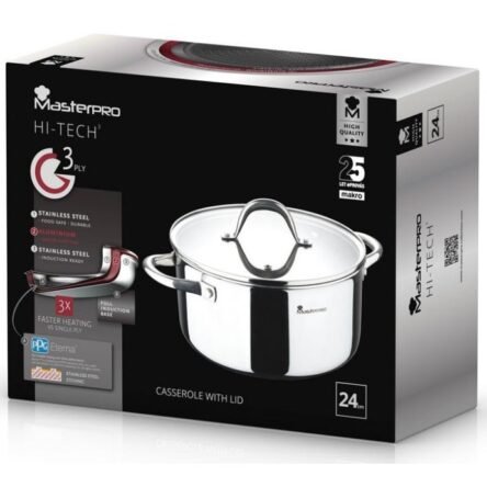 Κατσαρόλα ανοξείδωτη με αντικολλητική επίστρωση hi tech bergner 28 cm