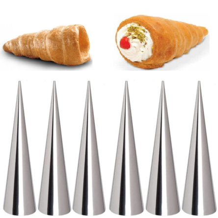 Καλούπι για κορνέ σετ 6 τεμαχίων ανοξείδωτα με μήκος 14 εκ.