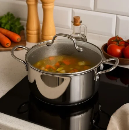 Κατσαρόλα 24 cm ανοξείδωτη με αντικολλητική επίστρωση hi tech