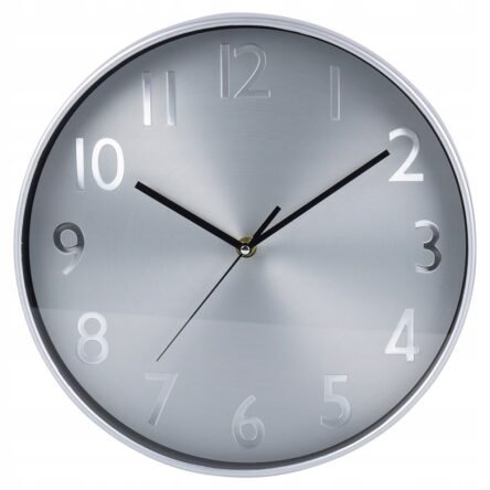 Ρολόι ασημί 30 εκατοστά τοίχου πλαστικό με όψη μετάλλου