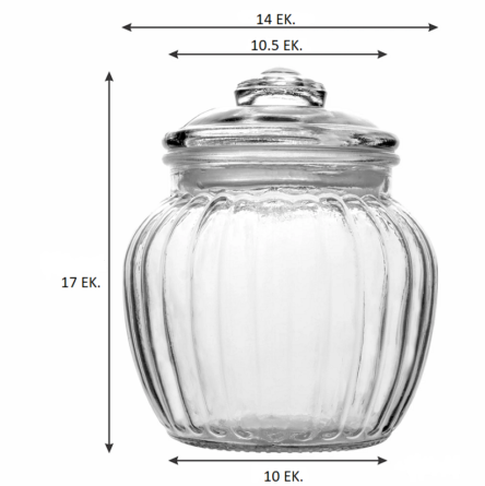 Βάζο γυάλινο αεροστεγές 1100 ml και γυάλινο καπάκι