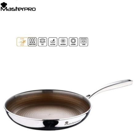 Tηγάνι ανοξείδωτο 18/10 επαγωγικό 28 x 4.7cm masterpro giro gold
